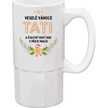 Sklenice Půllitr pro tatínka - Veselé Vánoce tati, perníček - 500 ml