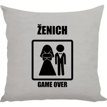 Polštář Polštář lněný 40x40 cm Game over - ženich