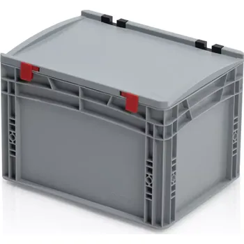 Úložný box Euro přepravka s víkem 40 cm × 30 cm × 28,5 cm, šedá, plný úchyt
