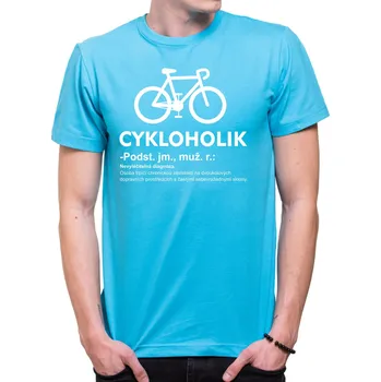 Cyklo tričko - Cykloholik (diagnóza), Barva látky tyrkysová modrá, Střih Pánsky/UNISEX, Velikost XXL