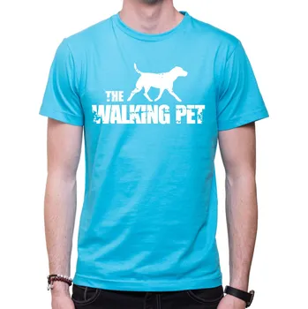 Pánská móda Tričko - The Walking pet, Barva látky tyrkysová modrá, Střih Pánsky/UNISEX, Velikost Dětské 110 cm/4léta