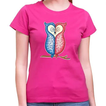 Dámské tričko - Sovička, Barva látky růžová , Střih Dámsky, Velikost XXL