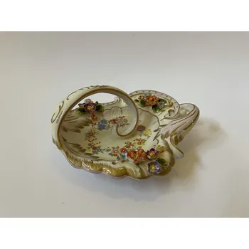 KVĚTY ZDOBENÁ PORCELÁNOVÁ MISKA S UCHEM