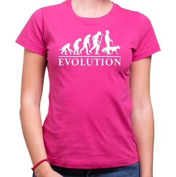 Pánské tričko Tričko - Evoluce pejskař, Barva látky růžová , Střih Dámsky, Velikost XL
