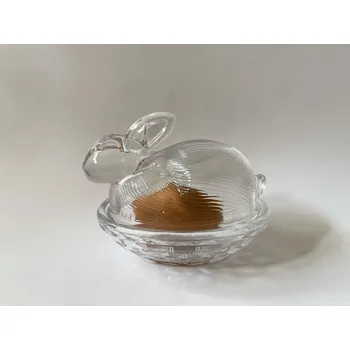 Velikonoční dekorace ZAJÍC - SKLENĚNÁ DÓZA S VÍKEM NA SLADKOSTI