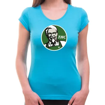 Pánské tričko Tričko - THC, Barva látky tyrkysová modrá, Střih Dámsky, Velikost --VYBERTE VELIKOST--