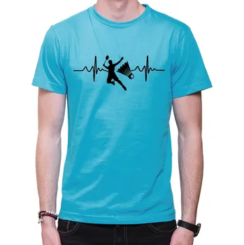 Pánská móda Tričko - EKG badminton, Barva látky tyrkysová modrá, Střih Pánsky/UNISEX, Velikost XL