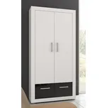 Skříň MOLTENO 2D, bílá/černý lesk, 5 let záruka + vyzvednutí ZDARMA