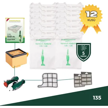Příslušenství k vysavači Sada VORWERK 135, 12 sáčků, filtry, kartáče, 12 vůní