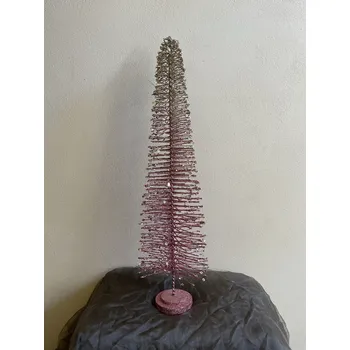 Vánoční dekorace VÁNOČNÍ TŘPYTIVÝ STROMEK 90 cm - ZLATO RŮŽOVÝ