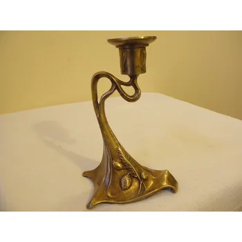 Svícen SECESNÍ MOSAZNÝ JEDNOPLAMENNÝ SVÍCEN