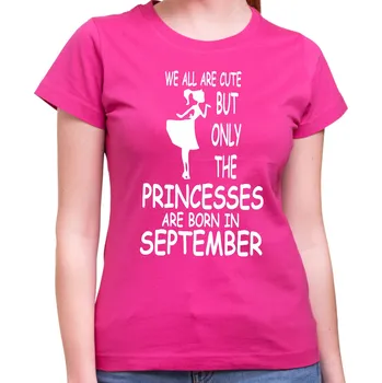 Dámské narozeninové tričko - PRINCESSES ARE BORN IN ... (zvolte měsíc), Barva látky růžová , Střih Dámsky, Velikost XXXL (Pouze UNISEX / pánský střih)