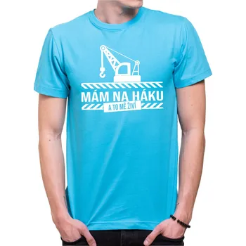Tričko pro jeřábníky - Mám na háku!, Barva látky tyrkysová modrá, Střih Pánsky/UNISEX, Velikost XXL