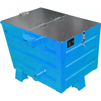 Popelnice Výklopný kontejner TRV s víkem, modrá, nosnost 500 kg, 300 l