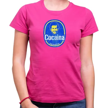 Pánské tričko Tričko - Cocaina kolumbia, Barva látky růžová , Střih Dámsky, Velikost M
