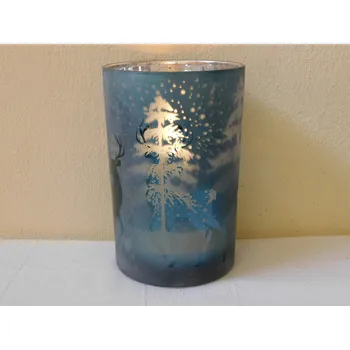 Svícen SVÍCEN JELENI - MODRÉ SKLO