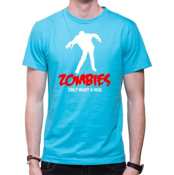 Pánské oblečení Tričko - Zombies, Barva látky tyrkysová modrá, Střih Pánsky/UNISEX, Velikost Dětské 146cm/10let