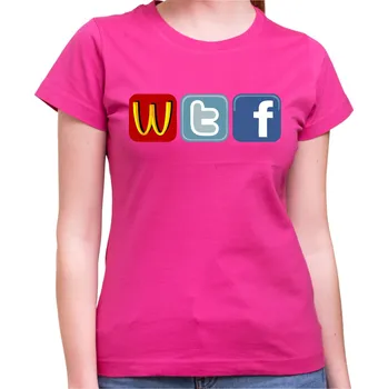 Pánské tričko Dámske tričko - WTF Social sites, Barva látky růžová , Střih Dámsky, Velikost L