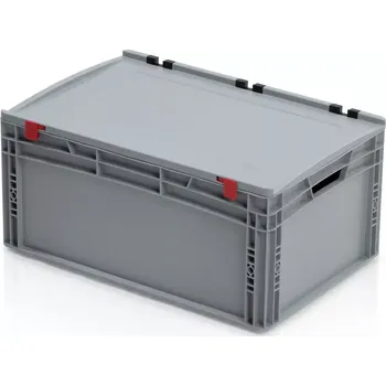 Úložný box Euro přepravka s víkem 60 cm × 40 cm × 28,5 cm, šedá