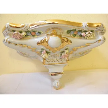 PORCELÁNOVÁ ZLACENÁ NÁSTĚNNÁ KONZOLE