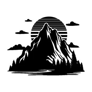 Samolepící dekorace SAMOLEPKA Krajina hory 037 pravá západ slunce (01 - černá) NA AUTO, NÁLEPKA, FÓLIE, POLEP, TUNING, VLASTNÍ TEXT, TISK, AUTOSAMOLEPKY.cz, POLEPY, OBRÁZEK, LOGO, SAMOLEPKY