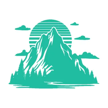 Samolepící dekorace Krajina hory 037 levá západ slunce (25 - tyrkysová) SAMOLEPKA NA AUTO, NÁLEPKA, FÓLIE, POLEP, TUNING, VLASTNÍ TEXT, TISK, AUTOSAMOLEPKY.cz, POLEPY, OBRÁZEK, LOGO, 3D STICKERS