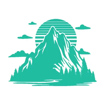 Samolepící dekorace Krajina hory 037 pravá západ slunce (25 - tyrkysová) SAMOLEPKA NA AUTO, NÁLEPKA, FÓLIE, POLEP, TUNING, VLASTNÍ TEXT, TISK, AUTOSAMOLEPKY.cz, POLEPY, OBRÁZEK, LOGO, 3D STICKERS