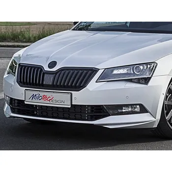 Tuning Rozšíření předního nárazníku, černý lesklý "klavírlak" - Škoda Superb III. (Škoda Superb III. Lim./Combi od r.v. 2015)