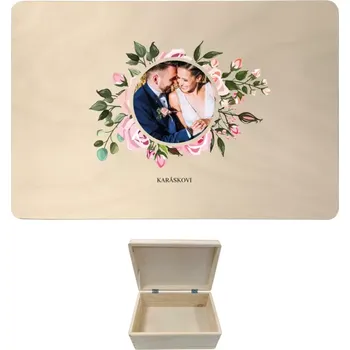 Úložný box Dřevěný box s víkem LENA