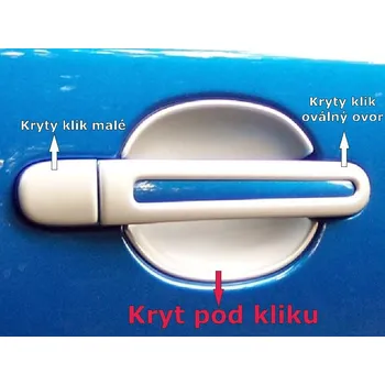 Tuning Kryty pod kliky malé, ABS stříbrný matný, 4ks - Škoda Superb I. (Škoda Fabia I. / Fabia II. / Octavia I. / Octavia II. / Superb I. / Citigo / Rapid)