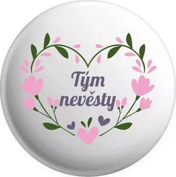 Placka Tým nevěsty - srdce s lístečky