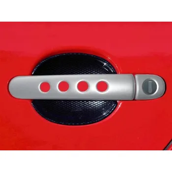 Tuning Kryty klik děrované, stříbrné matné (4+4 ks dva zámky) - Škoda Superb I. (Kryty klik děrované pro Škoda Fabia I. / Fabia II. / Octavia I. / Octavia II. / Superb I.)