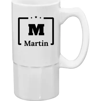 Sklenice Půllitr bílý vysoký Jméno s iniciálou