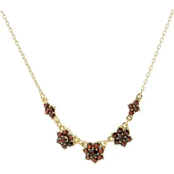 Náhrdelník Dámský stříbrný náhrdelník s českým granátem STNAH201F + Dárek zdarma