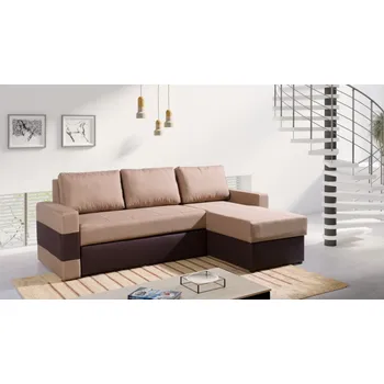 Sedací souprava Rohová sedačka GORDIA, roh LEVÝ, barevné provedení světle hnědá/hnědá