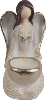 Svícen Morex X5367 anděl na čajovou svíčku 21 cm bílý/zlatý