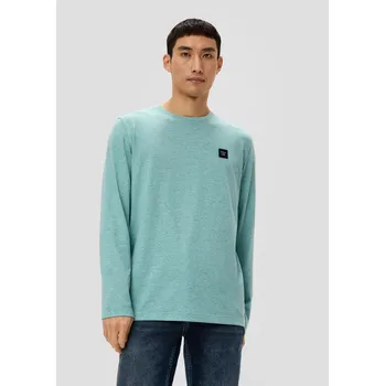 s.Oliver pánské triko s nášivkou dlouhý rukáv šedozelené Velikost: XL