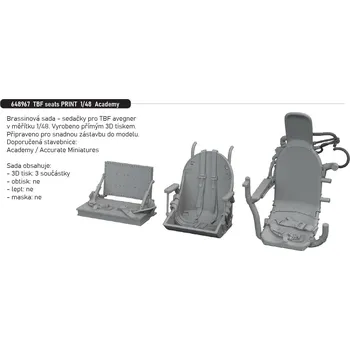 Plastikový model Eduard 1/48 TBF seats PRINT (ACADEMY)