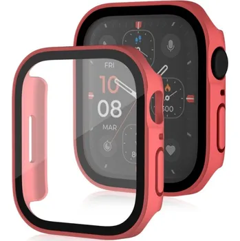 VSECHNONAMOBIL 67661 PC FULL COVER Plastový kryt so sklom pre Apple Watch SE / SE 2022 / SE 2023 / SE 2025 (40mm) červený