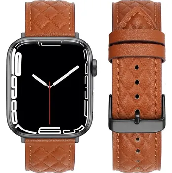 Ostatní příslušenství k chytrým hodinkám VSECHNONAMOBIL 67485 LATTICE BAND Kožený řemínek pro Apple Watch SE / SE 2022 / SE 2023 / SE 2025 (44mm) hnědý
