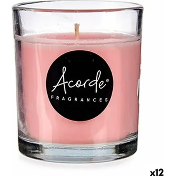 Svíčka Vonné svíčky ve skle Acorde Šlehačka Růžová (7 x 7,7 x 7 cm) (12 ks)