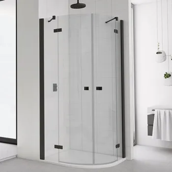 RONAL ANNEA Black Čtvrtkruh s dvoukřídlými dveřmi černá mat čiré ANR551000607