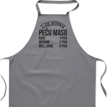 Kuchyňská zástěra Zástěra šedá - Jak dlouho peču maso
