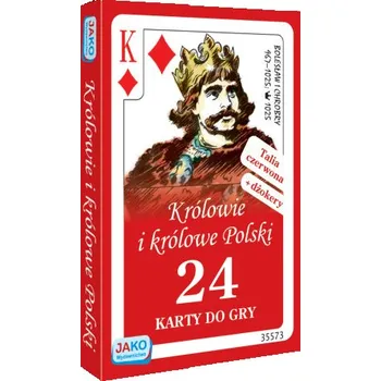 Pexeso Karty do gry Królowie i królowe Polski 24 listki talia czerwona (PL)