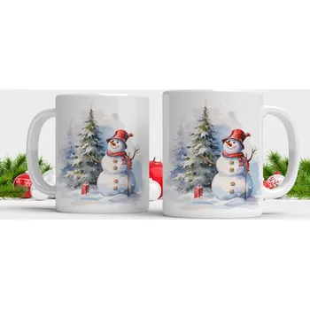 Hrnek Sněhulák a vánoční stromeček - Oranžová