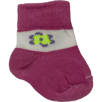 Dětské ponožky s lycrou růžové s kytičkou, Velikost: 9 - 10 (15 - 16), Barva: Růžová