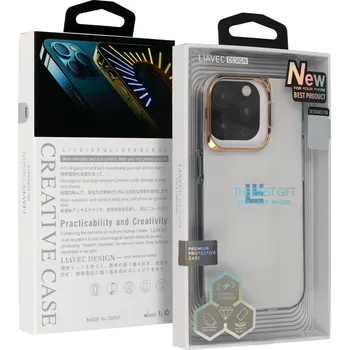 Pouzdro na mobilní telefon Pouzdro Liavec Transparent pro Iphone 15 Plus zlaté