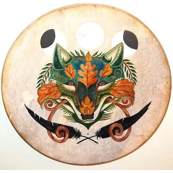 Bubínek Malba na šamanský buben - 50cm - vlk varianta II.