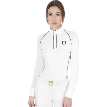 Dámské tričko EQUESTRO Triko závodní Mesh Insert Equestro, s dlouhým rukávem, dámské, bílé XL