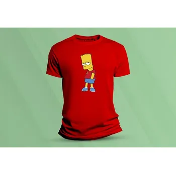 Dětské bavlněné tričko Bart Simpson. Červená velikost 152 (12-13 let)